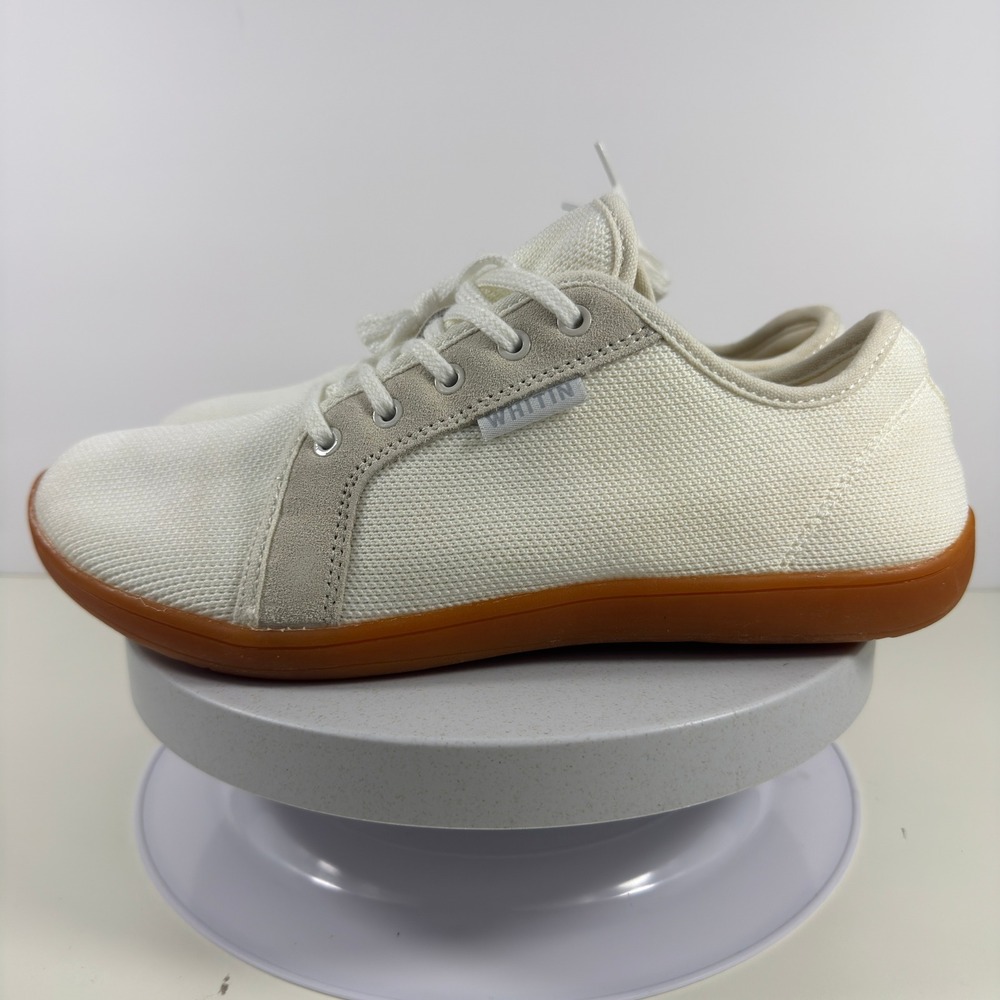 WHITIN Men's Minimalist Barefoot Shoes White Gum Sole Lace Up Casual 9